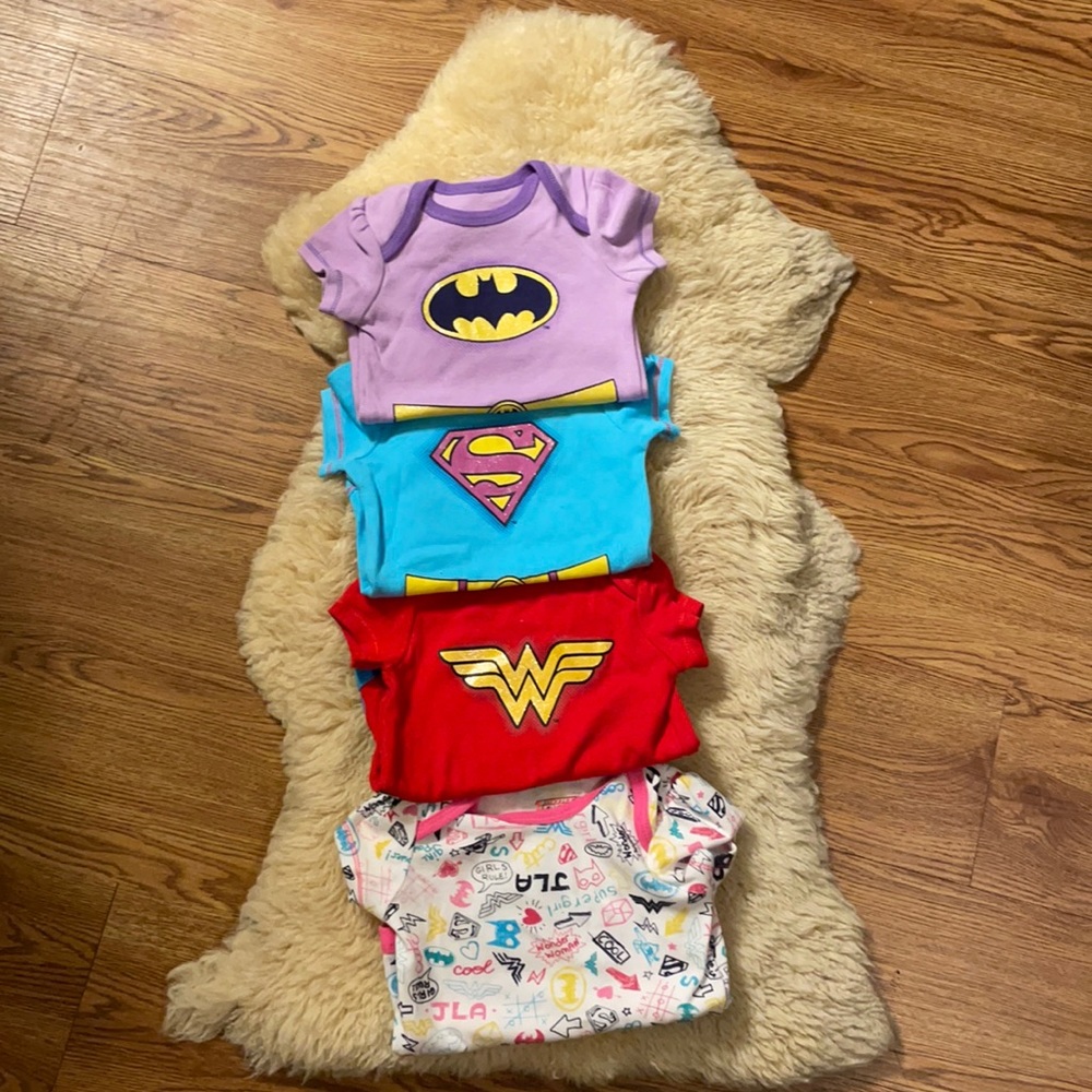 3-6 M Justice League Onesies